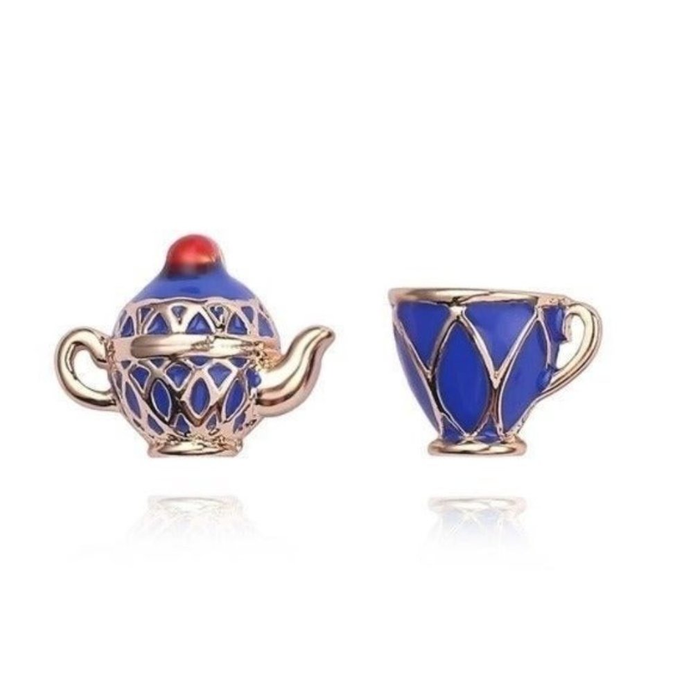 Tea pot necklace & earrings set enamel - Picture 4 of 7